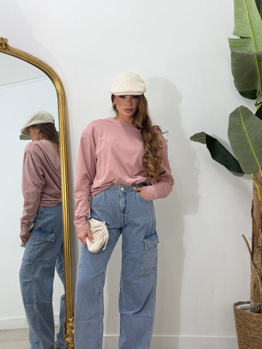 Shirt spalline rosa con schiena scoperta