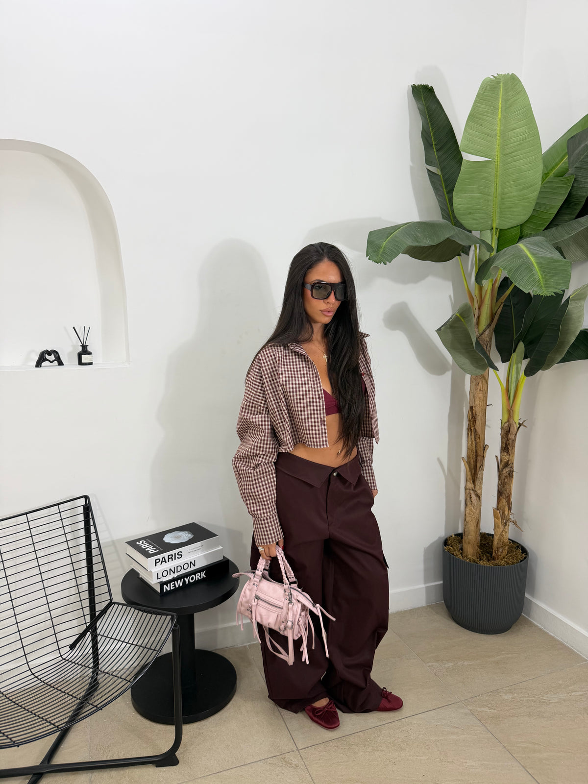 Pantalone risvolto bordeaux- 2712