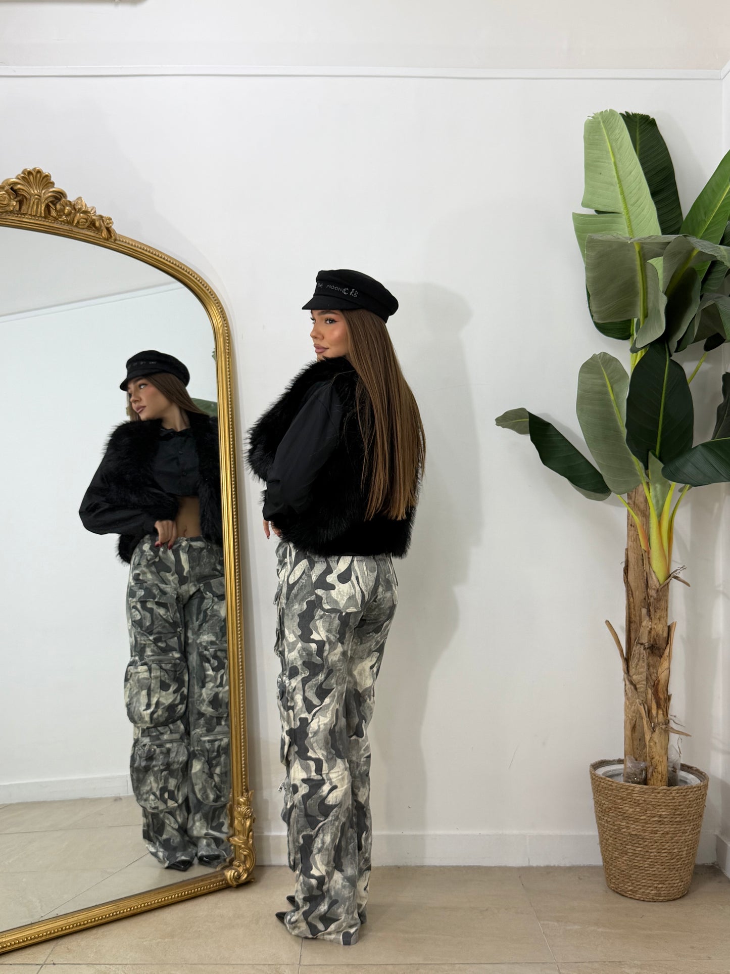 Pelliccia smanicata crop nera