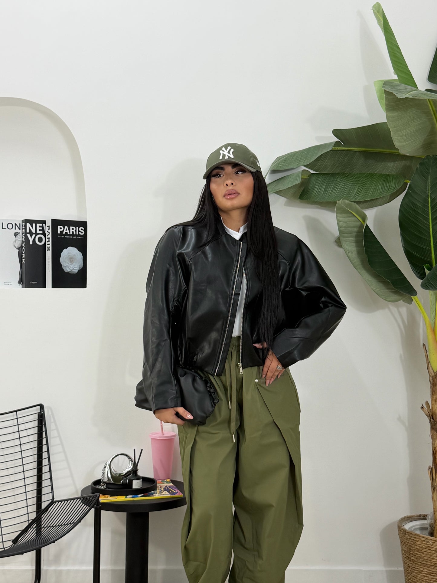 Bomber in pelle nero