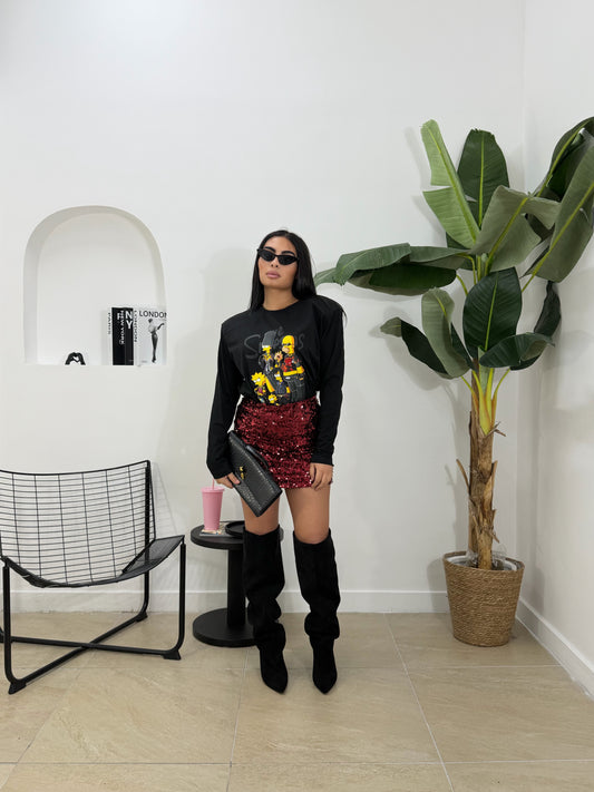 Gonna pailettes bordeoux