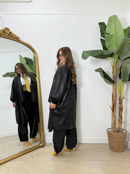 Cardigan in simil pelle nero -2000