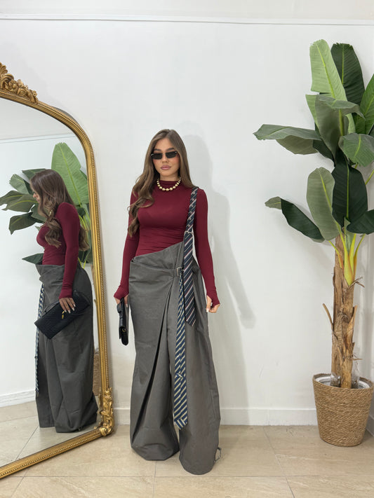 Salopette oversize monospalla grigia -45127