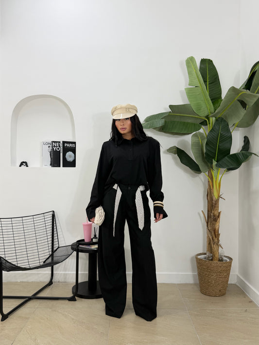 Pantalone effetto pelle by just  nero