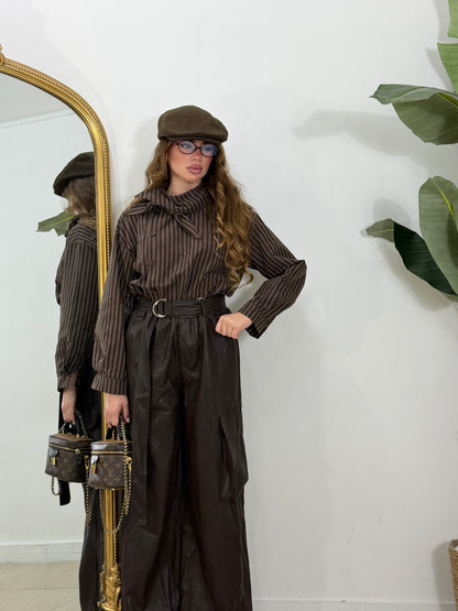 Camicia fiocco marrone + cintura