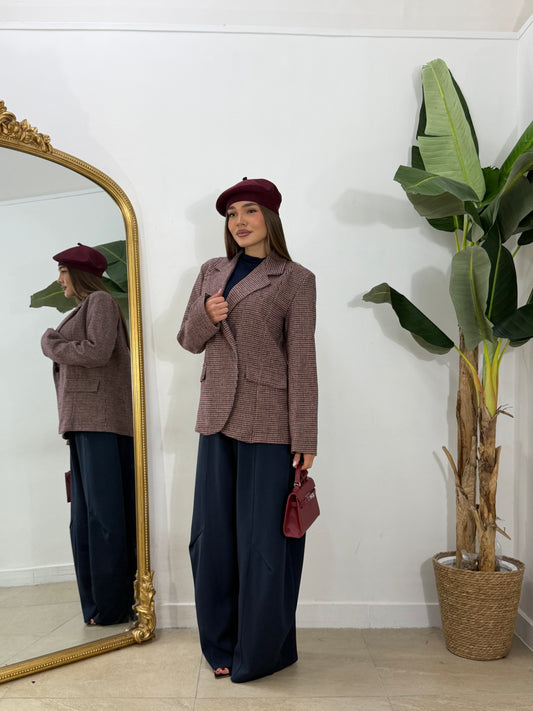 Giacca pied de poule bordeoux