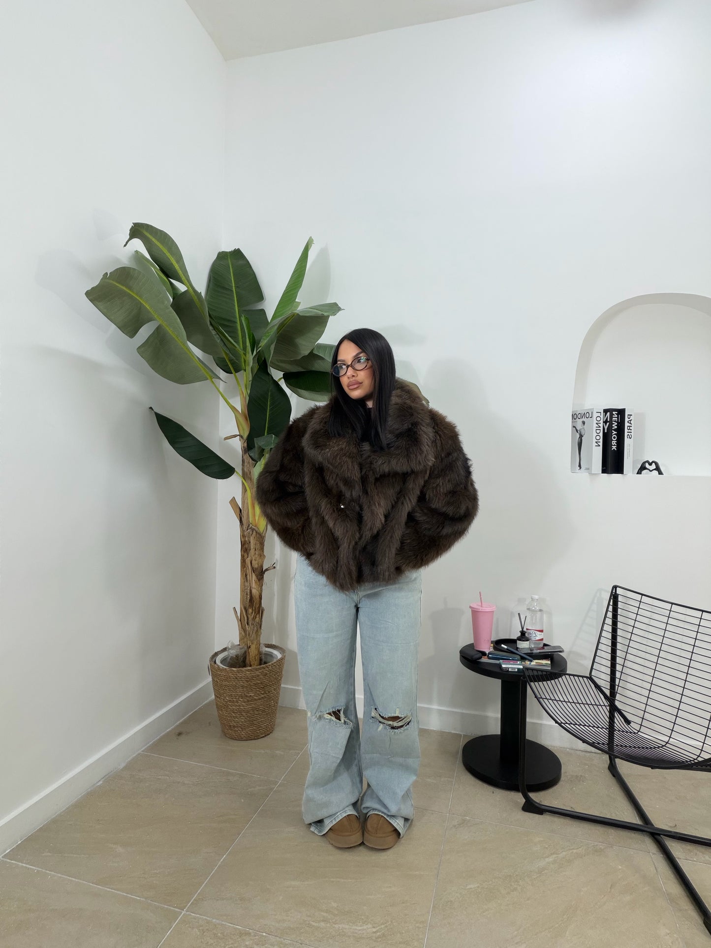 Pelliccia sfumata marrone