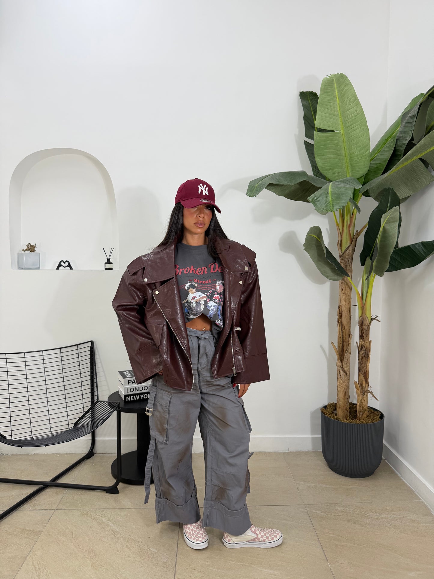 Biker oversize bordeaux -534