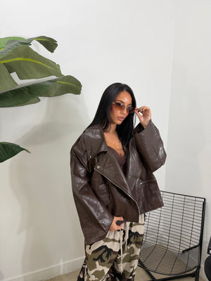Biker oversize marrone - 534