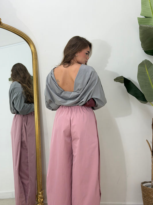 Shirt spalline grigia con schiena scoperta