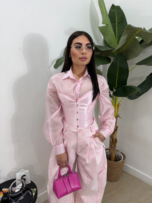 Corpetto raso rosa -8004