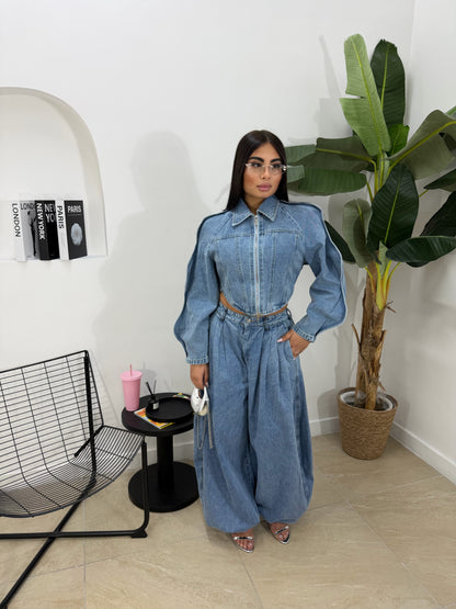 Coordinato denim ballon -2583