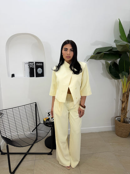 Pantalone palazzo giallo -7870