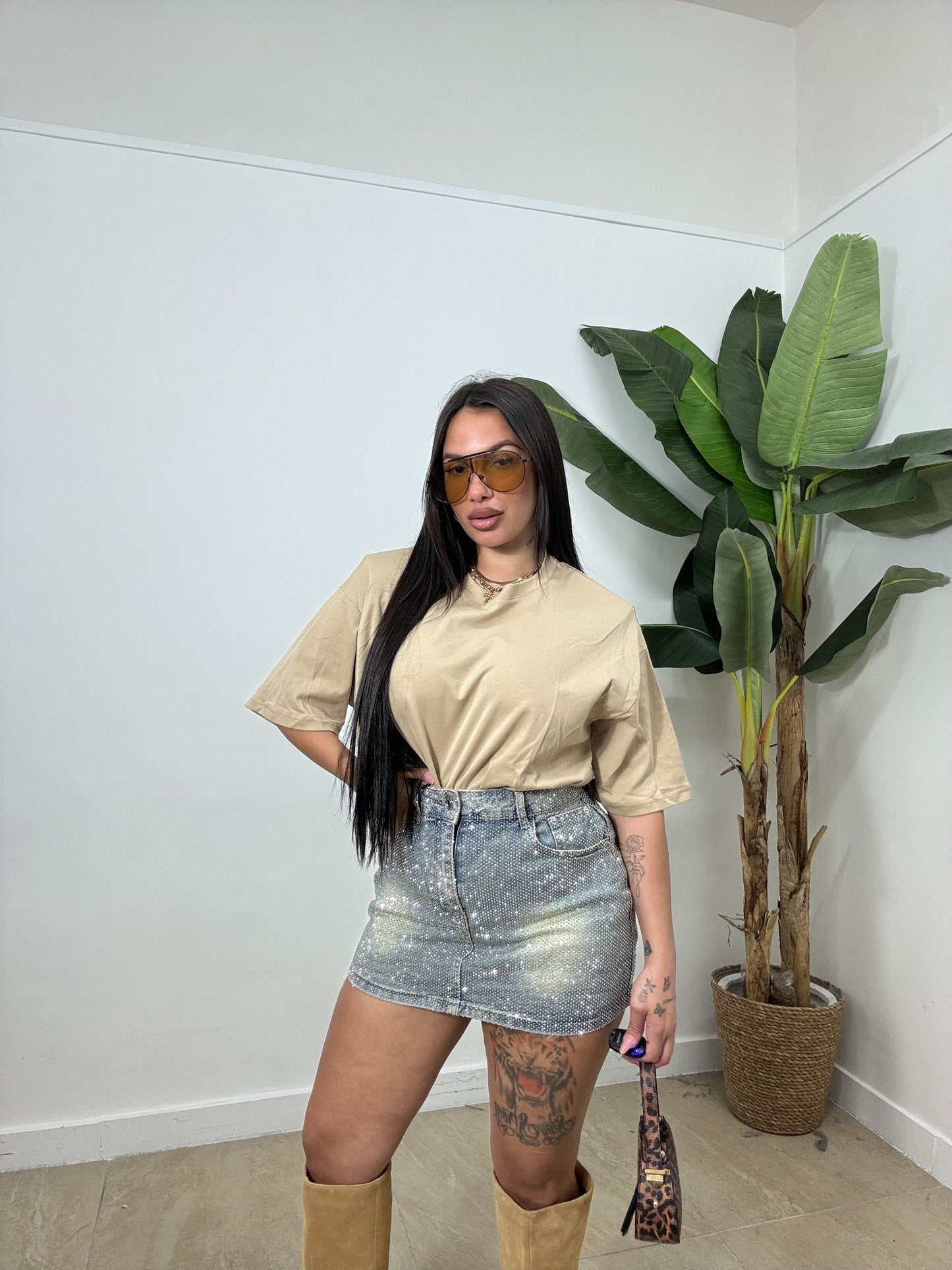 Pantagonna denim con brillantini