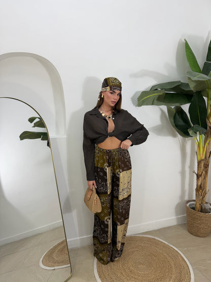 Coordinato bandana marrone -10396