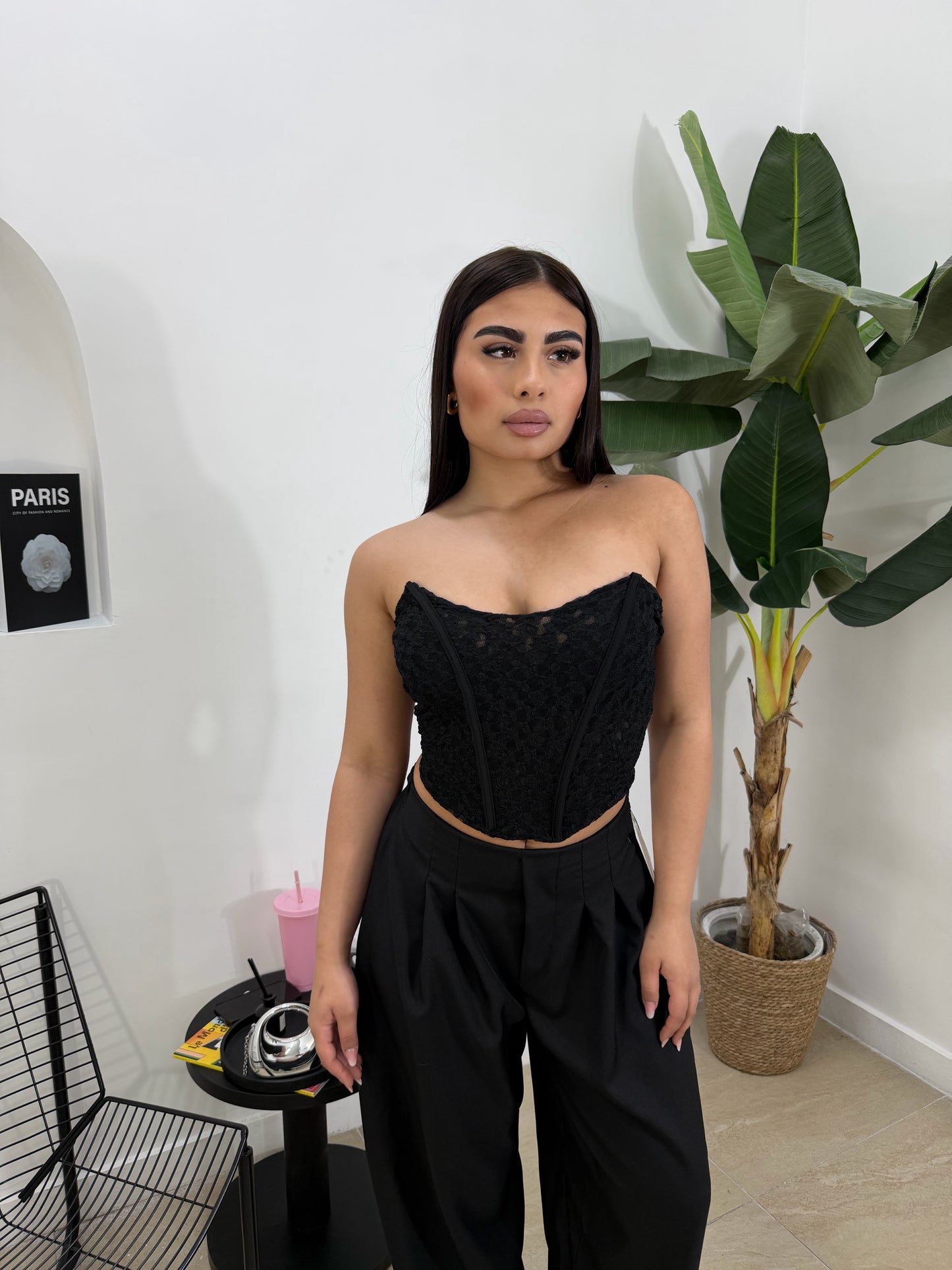 Bustino macramé nero