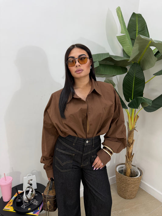 Maxi camicia  marrone -10195