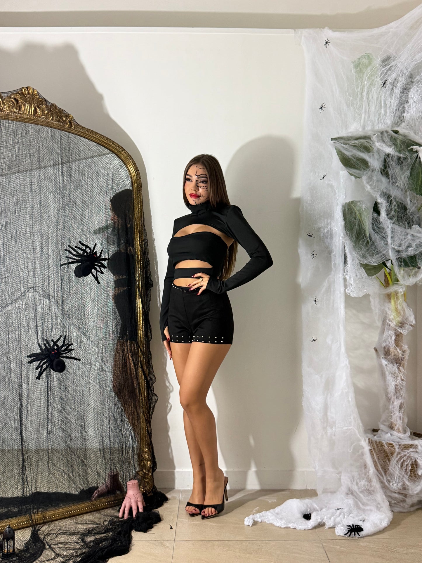 Shorts in camoscio nero