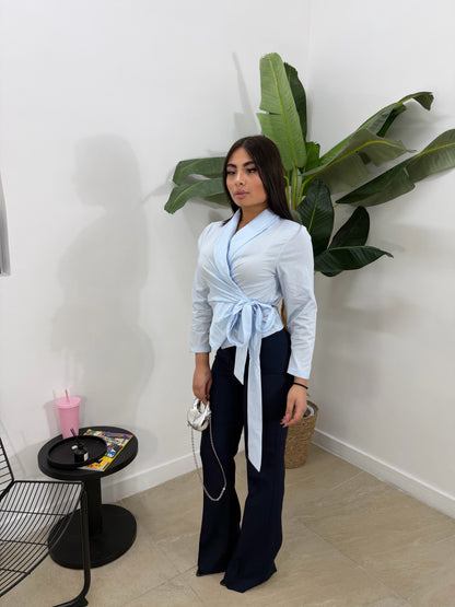 Pantalone zampa Classic blu -11627