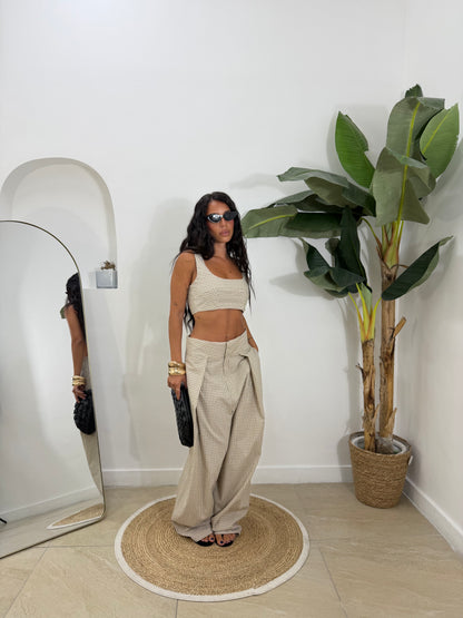 Coordinato pence quadretti beige -98066