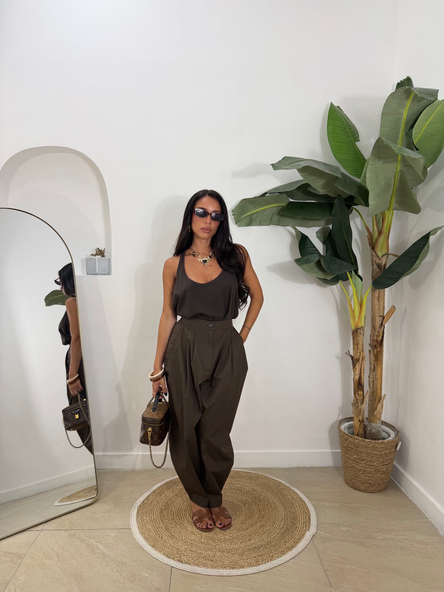 Pantalone cotton marrone -Z57