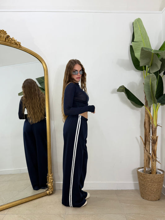 PANTAS blu bande bianche