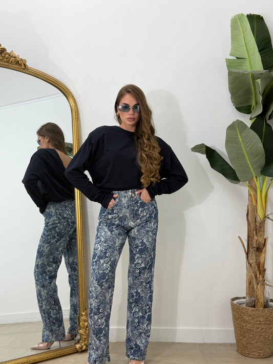 Shirt spalline blu notte  con schiena scoperta
