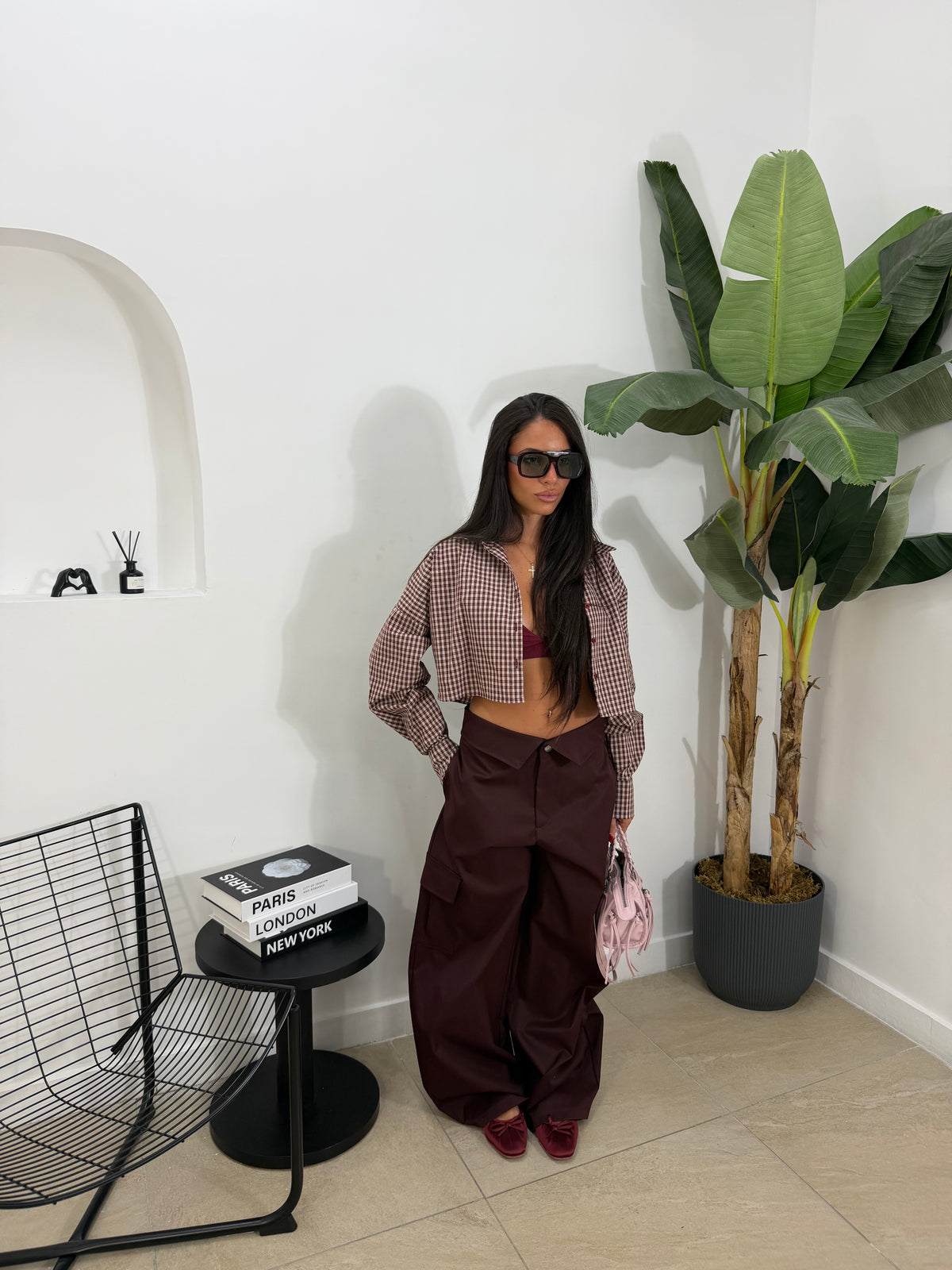 Pantalone risvolto bordeaux- 2712