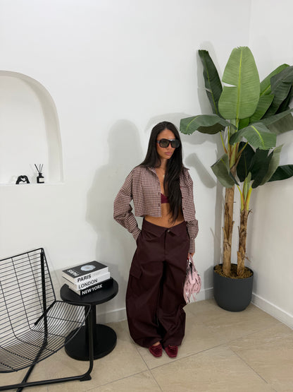 Pantalone risvolto bordeaux- 2712