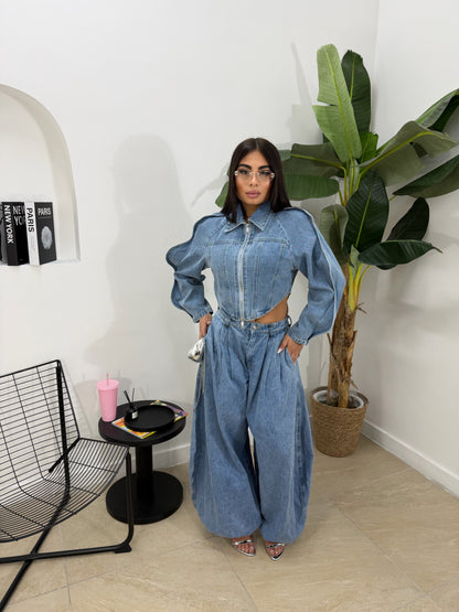 Coordinato denim ballon -2583