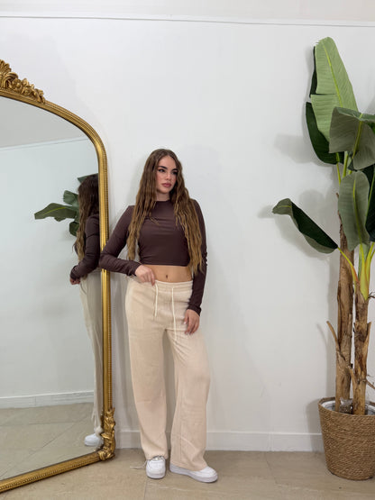 Pantatuta in camoscio a costine