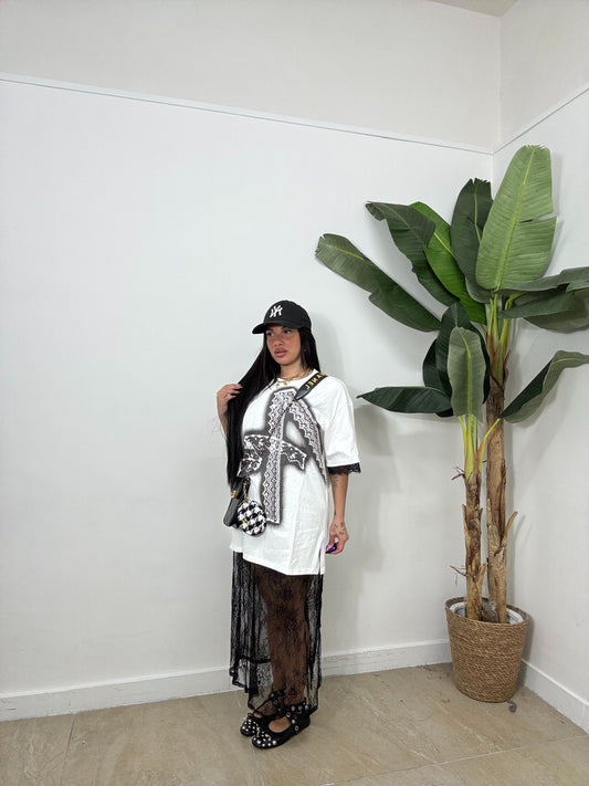 Maxi Shirt con gonna in pizzo