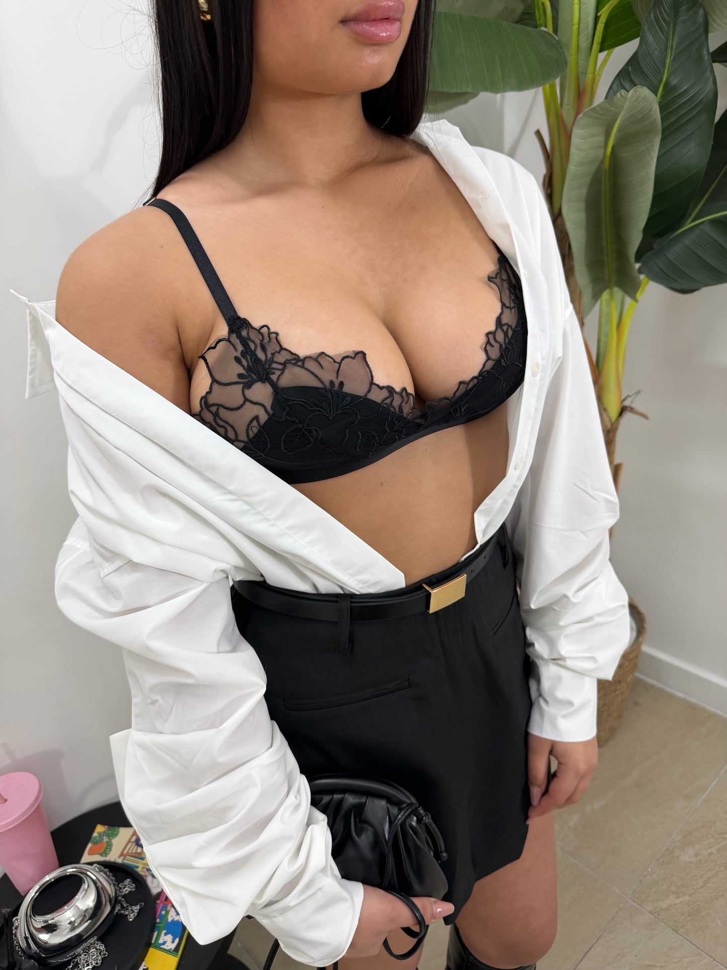 Bralette pizzo nera -3813