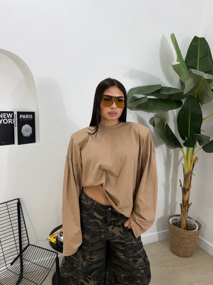 Shirt cropped Barock beige